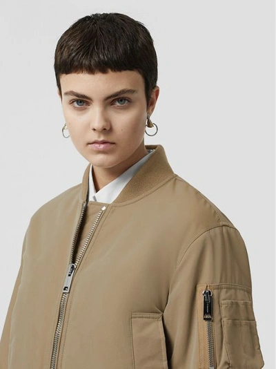 Shop Burberry Union Jack Motif Nylon Bomber Jacket In Honey