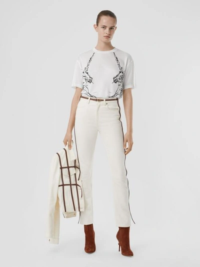 Shop Burberry Unicorn Sketch Print Jersey Oversized T-shirt In White