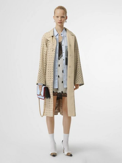 Shop Burberry Eyelet Detail Cotton Car Coat In Light Beige