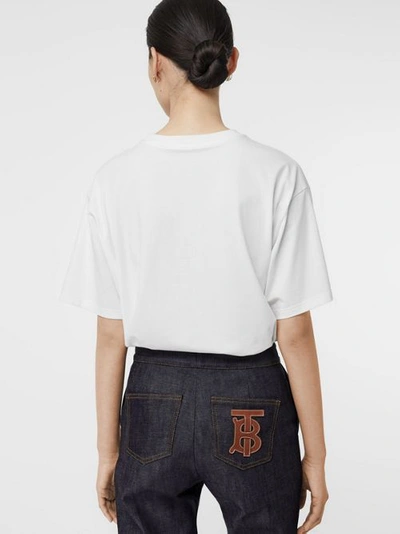 Shop Burberry Logo Print Stretch Cotton Oversized T-shirt In Optic White