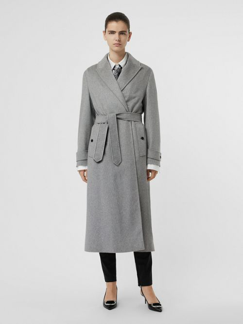 burberry peak lapel cashmere wrap coat