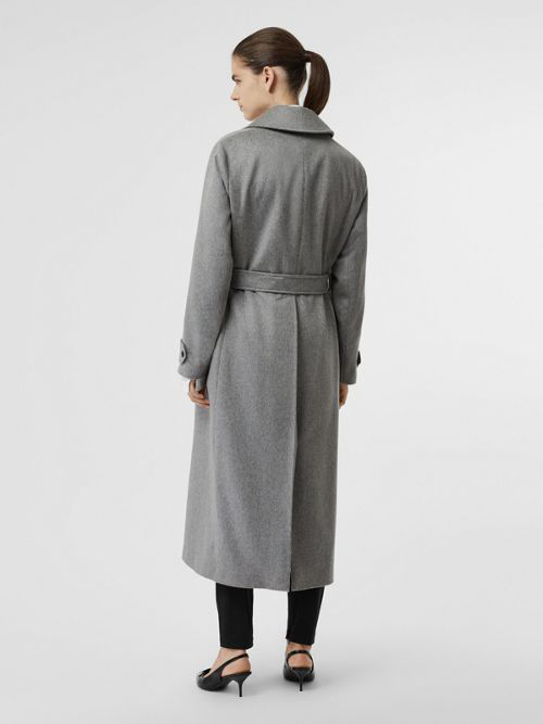 burberry peak lapel cashmere wrap coat