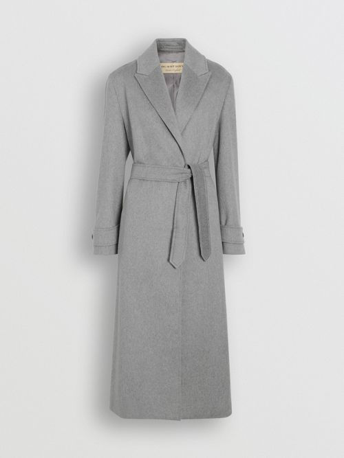 burberry peak lapel cashmere wrap coat