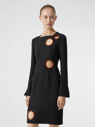 Shop Burberry Cut-out Detail Stretch Silk Crepe Shift Dress In Black