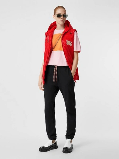 Shop Burberry Logo Graphic Puffer Gilet In Bright Red