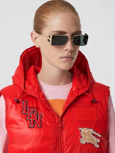 Shop Burberry Logo Graphic Puffer Gilet In Bright Red