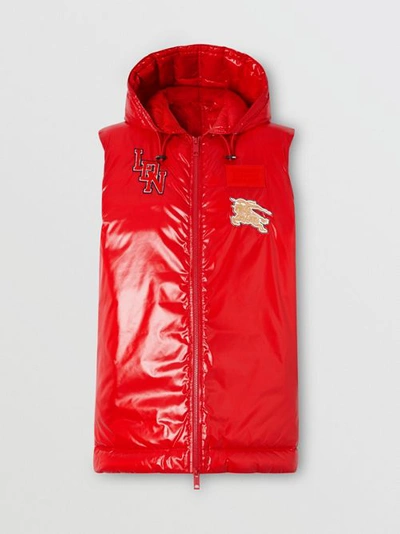 Shop Burberry Logo Graphic Puffer Gilet In Bright Red