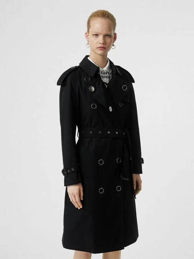 Shop Burberry Press-stud Detail Cotton Gabardine Trench Coat In Black