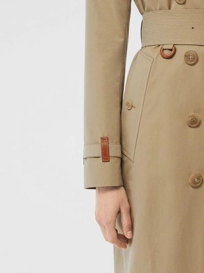 Shop Burberry Leather Detail Cotton Gabardine Trench Coat In Honey