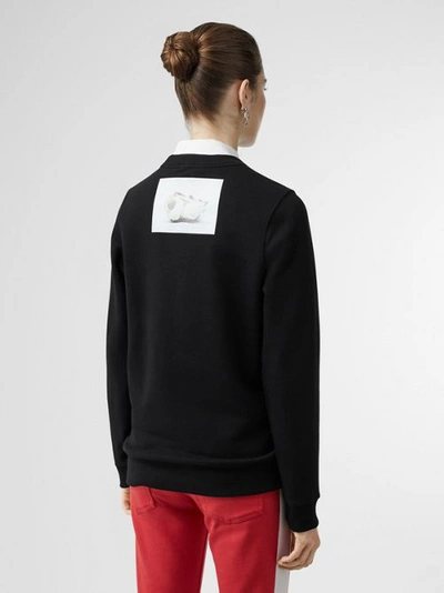 Shop Burberry Deer Print Cotton Oversized Sweatshirt In Black