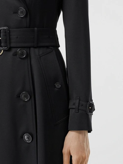 Shop Burberry Silk Satin Trench Coat In Black