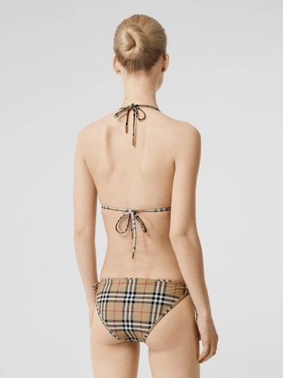 Shop Burberry Check Triangle Bikini In Archive Beige