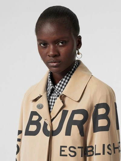 Shop Burberry Horseferry Print Cotton Gabardine Car Coat In Honey