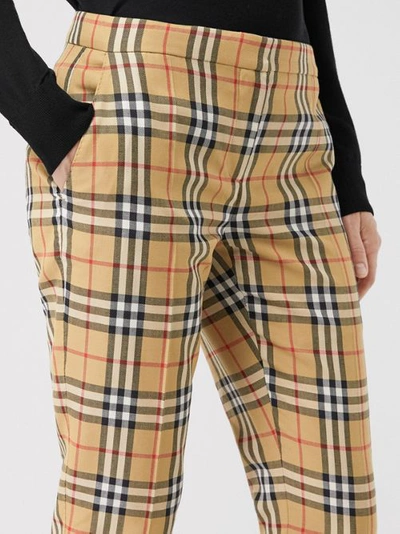 Shop Burberry Vintage Check Wool Cigarette Trousers In Antique Yellow