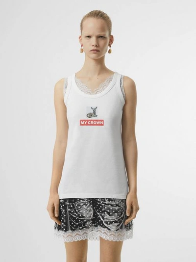 Shop Burberry Montage Print Cotton Vest In White