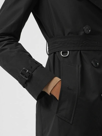 Shop Burberry Mid-length Taffeta Kensington Trench Coat In Black