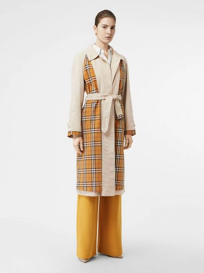 Shop Burberry Vintage Check And Tropical Gabardine Car Coat In Stone