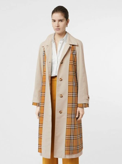 Shop Burberry Vintage Check And Tropical Gabardine Car Coat In Stone