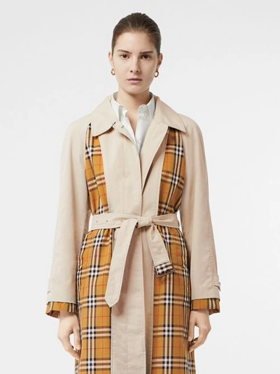 Shop Burberry Vintage Check And Tropical Gabardine Car Coat In Stone