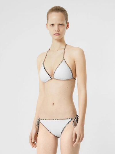 Shop Burberry Check Trim Bikini In White