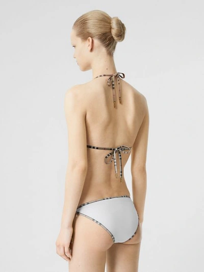 Shop Burberry Check Trim Triangle Bikini In White