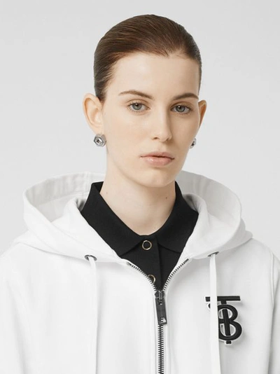 Shop Burberry Monogram Motif Cotton Oversized Hooded Top In White