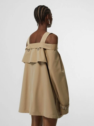 Shop Burberry Cotton Gabardine Deconstructed Trench Dress In Pale Honey