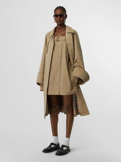 Shop Burberry Cotton Gabardine Deconstructed Trench Dress In Pale Honey
