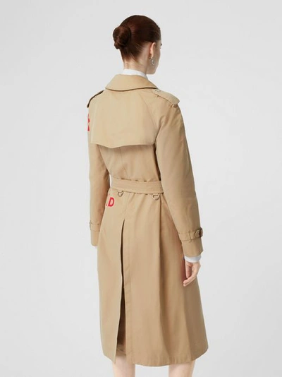 Shop Burberry Horseferry Print Cotton Gabardine Trench Coat In Honey