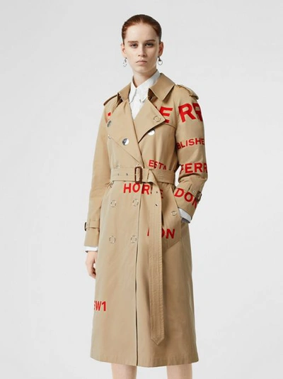 horseferry print cotton gabardine trench coat
