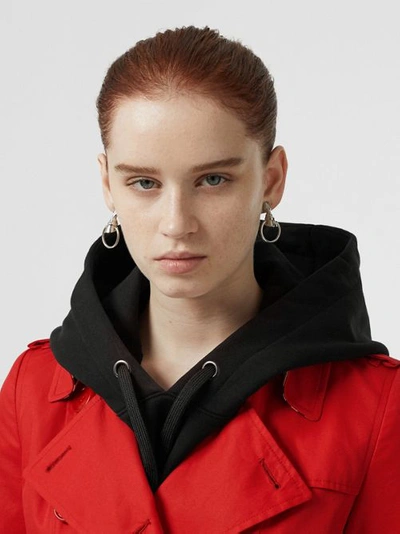 Shop Burberry Cotton Gabardine Trench Coat In Bright Red