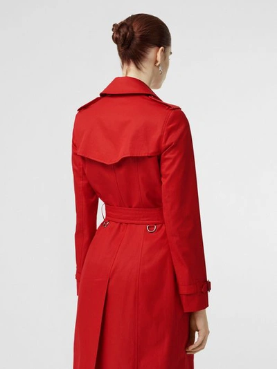 Shop Burberry Cotton Gabardine Trench Coat In Bright Red