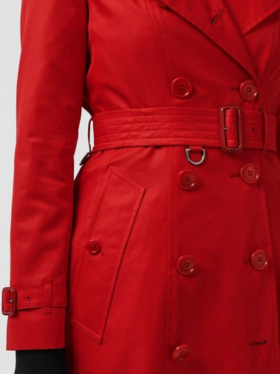 Shop Burberry Cotton Gabardine Trench Coat In Bright Red