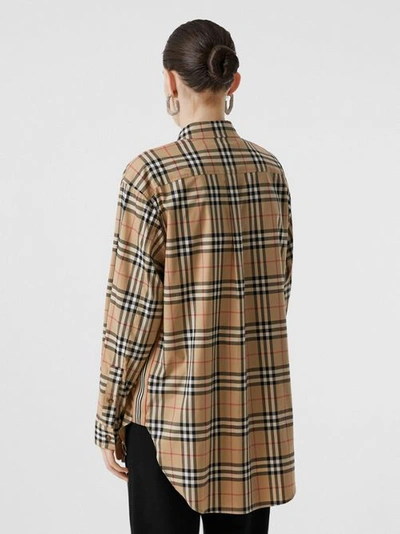 Shop Burberry Check Stretch Cotton Shirt In Archive Beige