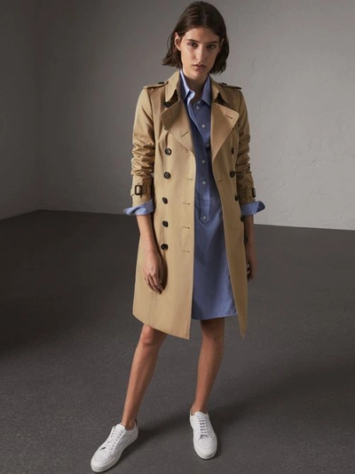 Shop Burberry The Chelsea – Long Trench Coat In Honey