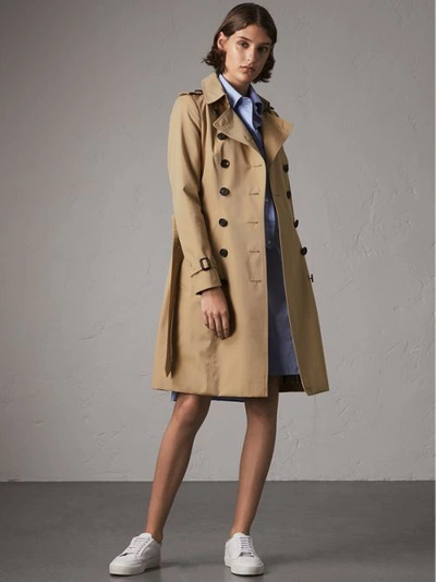 Shop Burberry The Chelsea – Long Trench Coat In Honey