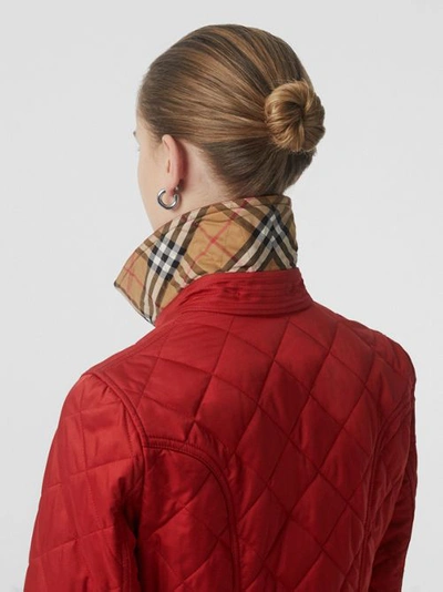 Shop Burberry Diamond Quilted Jacket In Military Red