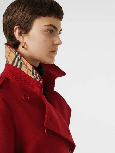 Shop Burberry Cashmere Trench Coat In Red