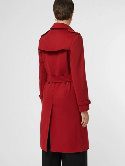 Shop Burberry Cashmere Trench Coat In Red