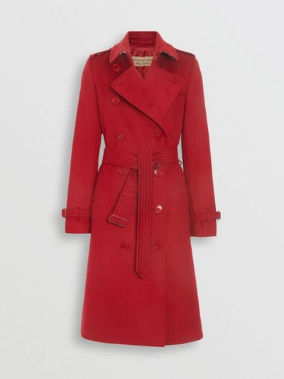 Shop Burberry Cashmere Trench Coat In Red