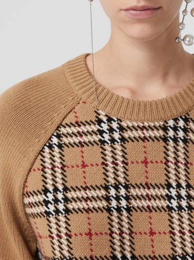 Shop Burberry Vintage Check Wool Jacquard Sweater In Antique Yellow