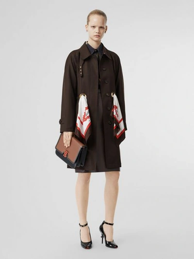 Shop Burberry Scarf Detail Wool Car Coat In Coffee