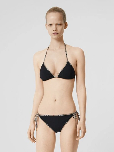 Shop Burberry Check Trim Triangle Bikini In Black