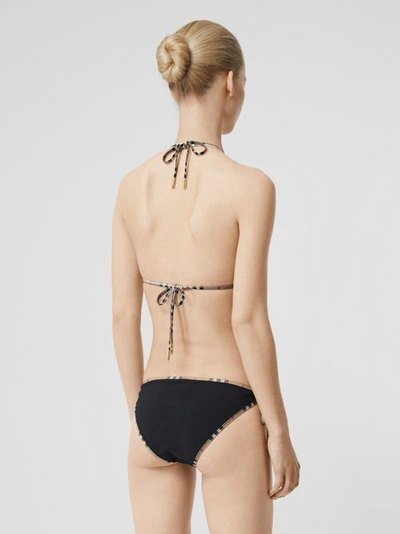 Shop Burberry Check Trim Triangle Bikini In Black