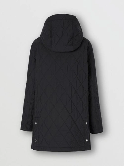Shop Burberry Diamond Quilted Cotton Hooded Coat In Black