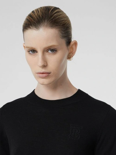 Shop Burberry Monogram Motif Cashmere Top In Black