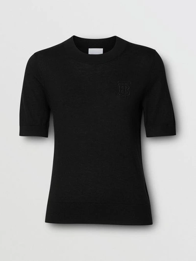 Shop Burberry Monogram Motif Cashmere Top In Black