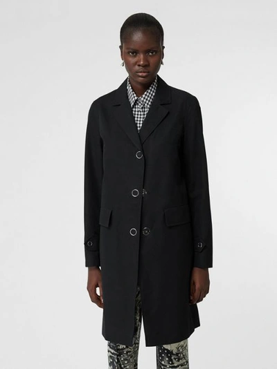 Burberry Press-stud Detail Cotton Gabardine Lab Coat In Black | ModeSens