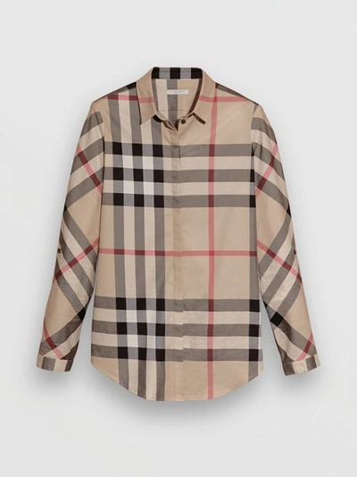 Shop Burberry Stretch-cotton Check Shirt In New Classic Check