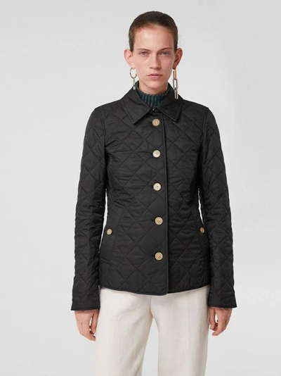 Shop Burberry Diamond Quilted Jacket In Black